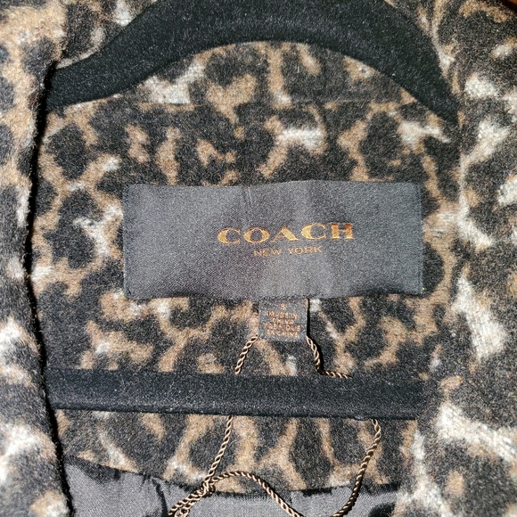 Coach New York Ocelot Double Breasted Wool Coat Leopard Sz Small - Picture 2 of 5